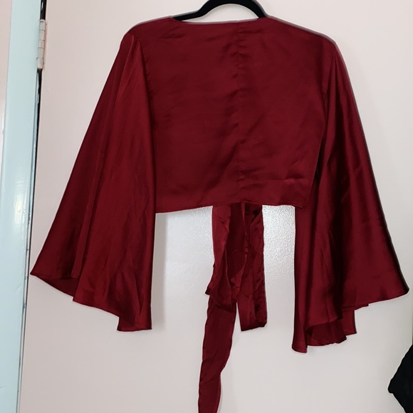 Satin Effect Cross Tie Blouse - Picture 6 of 9